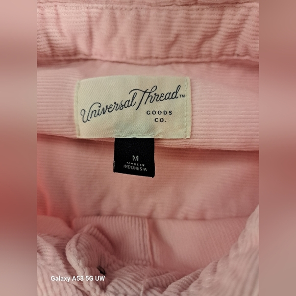 Universal Thread M Oversized Fit Pink Corduroy Button Down Shirt Top - Picture 4 of 7